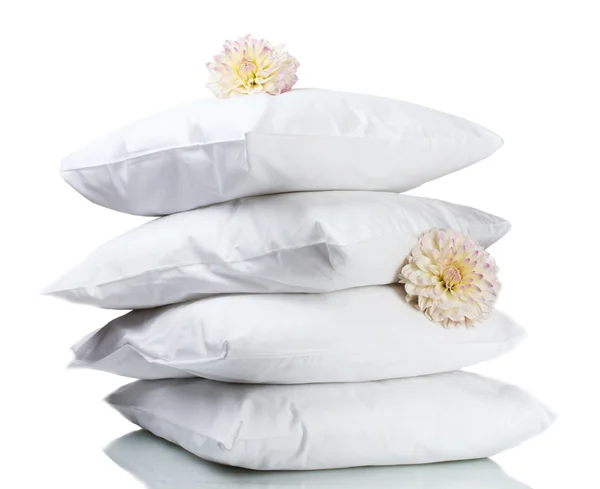 Almohadas y flores, sobre fondo gris —  Fotos de Stock