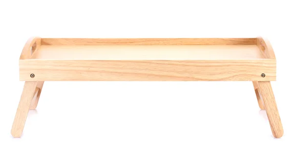 Vassoio in legno per colazione isolato su bianco — Foto Stock