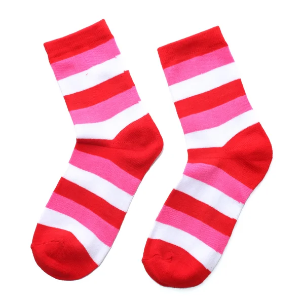 Gestreifte Socken isoliert auf weiß — Stockfoto