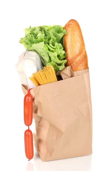 白で隔離される食品紙袋 — ストック写真