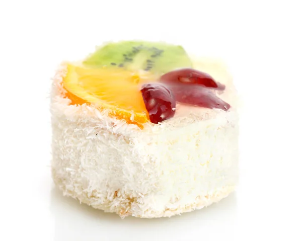 Zoete cake met vruchten geïsoleerd op wit — Stockfoto