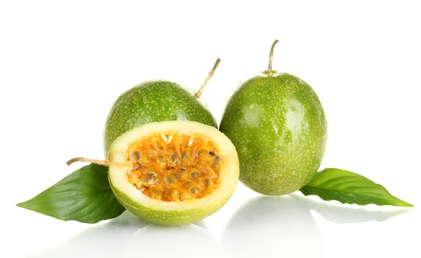 Green passion fruit isolated on white background close-up — Stock Photo, Image