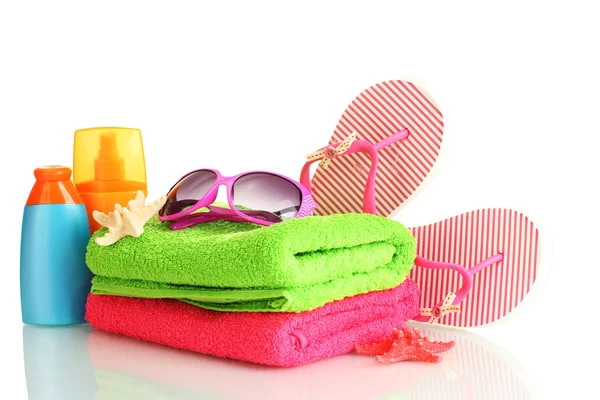 Bright beach accessories, isolated on white — Stock Photo, Image