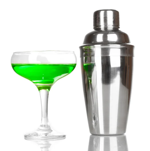 Tasty green cocktail isolated on white — Stock Photo, Image