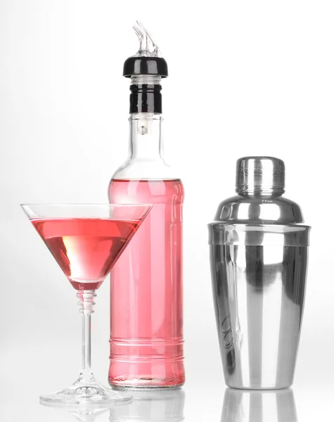 stock image Tasty pink cocktail isolated on white