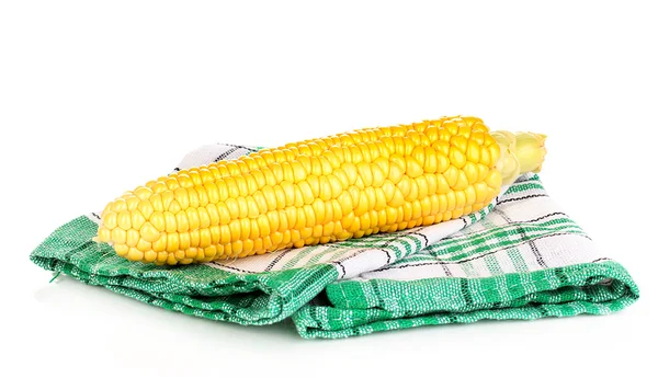 Čerstvé kukuřičné paličky na ubrousek izolovaných na bílém — Stock fotografie