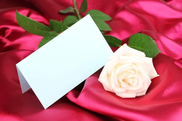 Mooie rose op rode doek — Stockfoto