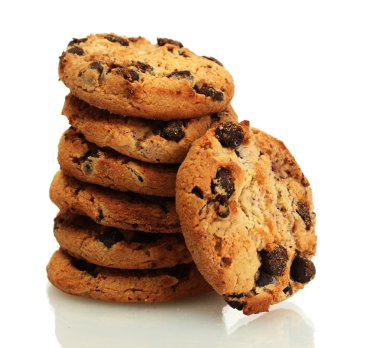 Chocolate chips cookies isolated on white clipart