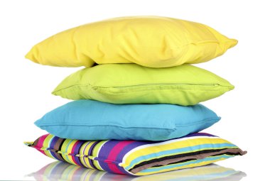 Bright color pillows isolated on white