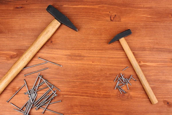 Set di utensili e strumenti su fondo in legno — Foto Stock