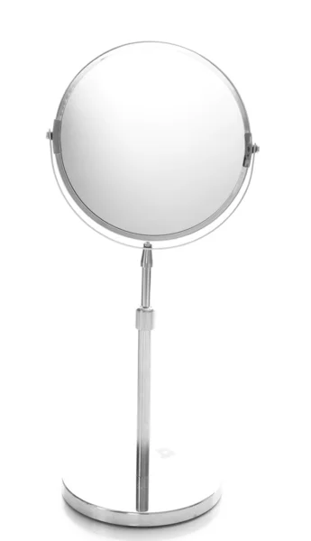 Kulatý stůl zrcadlo izolované na bílém — Stock fotografie