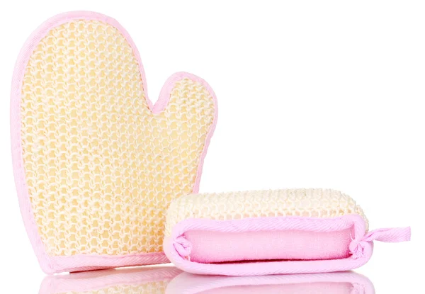 Sponges for bathing isolated on white — Stock Photo, Image