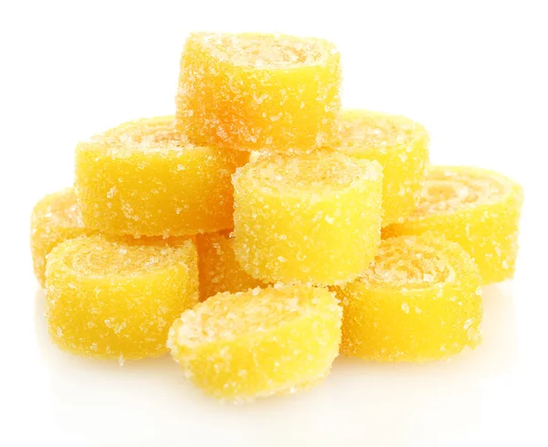 stock image Yellow jelly candies isolated on white