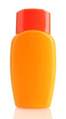 Bottle with suntan cream isolated on white clipart