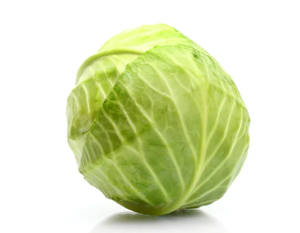 Whole green cabbage isolated on white — Stock Photo, Image