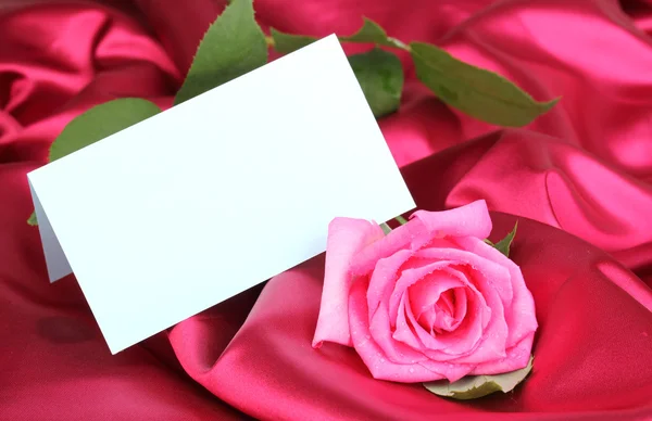 Mooie roos op donker roze doek Stockfoto