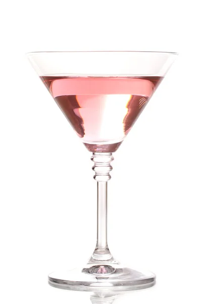 Cóctel rojo en vaso de martini aislado en blanco — Foto de Stock