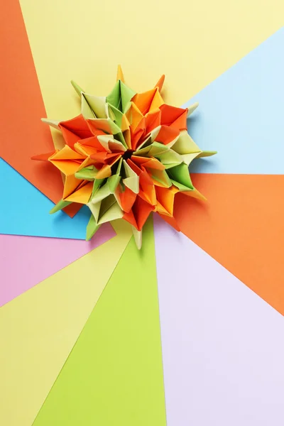 stock image Colorfull origami on bright paper background