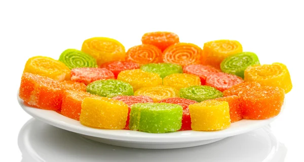 Színes zselés cukorka elszigetelt fehér tányérra — Stock Fotó