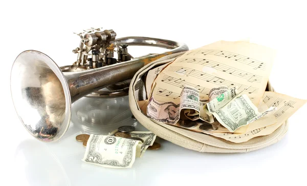 Beyaz izole para ile müzik aleti — Stok fotoğraf