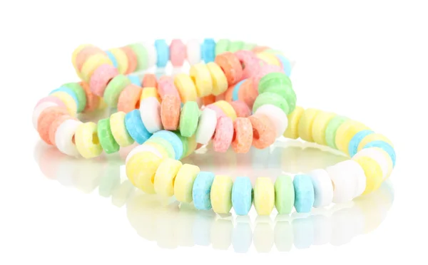 彩色糖果被隔绝在白色的绳子 — 图库照片