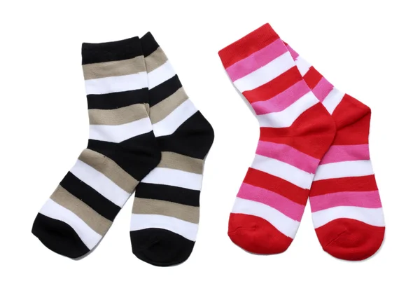 Elszigetelt fehér csíkos zokni — Stock Fotó