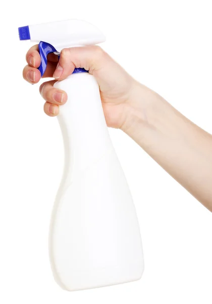 Rengöring spray i hand isolerad på vit — Stockfoto