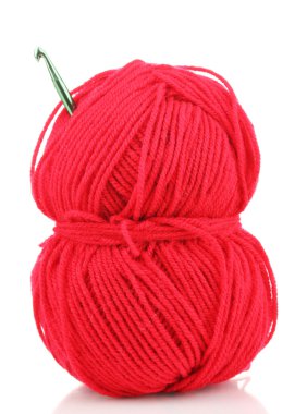 Kırmızı üzerine beyaz izole iplik örgü