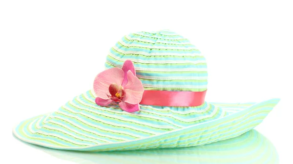Krásné letní žena klobouk izolovaných na bílém pozadí — Stock fotografie