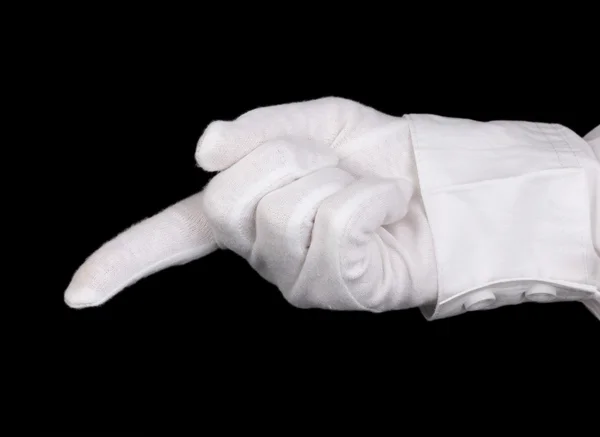 Weibliche Hand überprüft Sauberkeit isoliert auf schwarz — Stockfoto