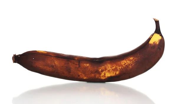 Spoiled banana isolated on white — Stock Photo, Image