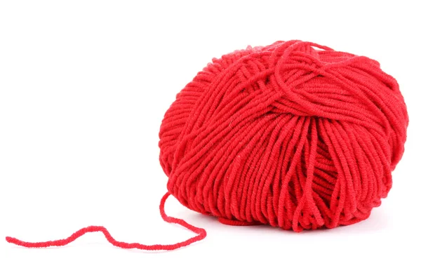 Red knitting yarn isolated on white — Stock Photo, Image