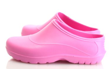 Bright pink galoshes isolated on white clipart