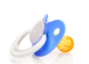 Blue baby's pacifier isolated on white background clipart