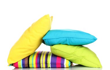 Bright color pillows isolated on white