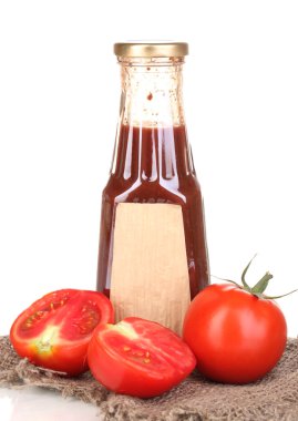 domates sosu şişe üzerinde beyaz izole