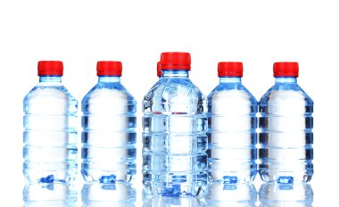 Plastic bottles of water isolated on white