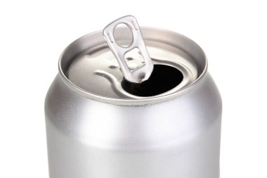 Open aluminum can isolated on white clipart