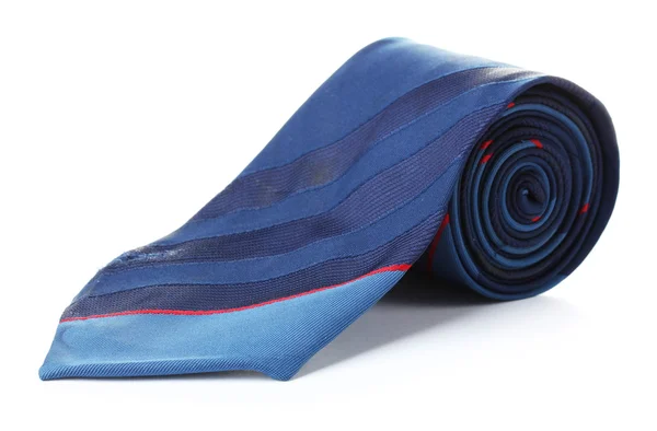Голубой галстук на белом — стоковое фото