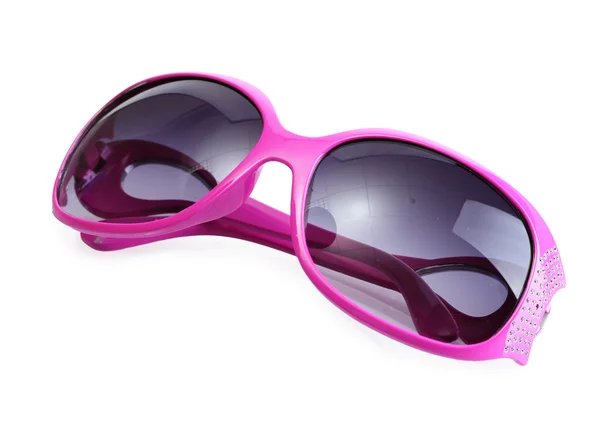 Donne glamour occhiali da sole rosa isolati su bianco — Foto Stock