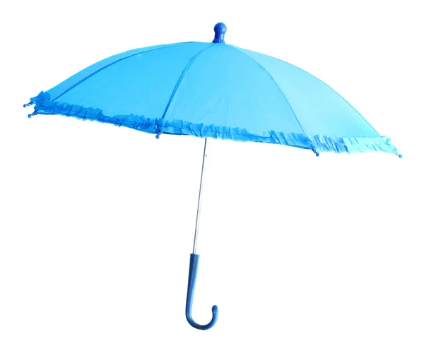 Blauer Regenschirm isoliert auf weiß — Stockfoto