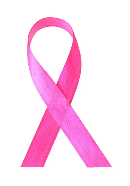 Ruban rose cancer du sein isolé sur blanc — Photo