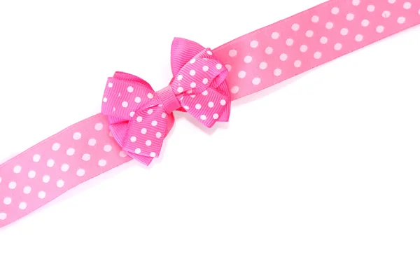 Beautiful pink bow and ribbon isolated on white — Stock Photo, Image