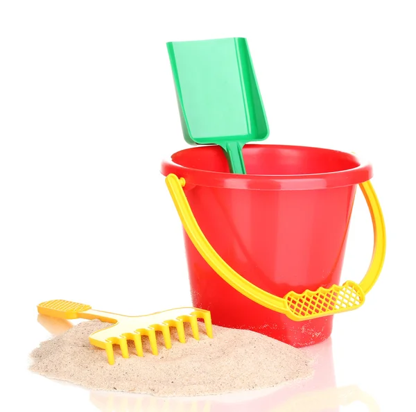 Gyermek játékok strand és elszigetelt fehér homok — Stock Fotó
