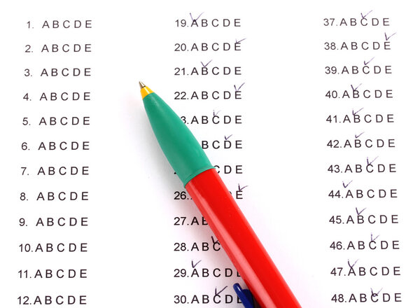 Answers to test questions close-up