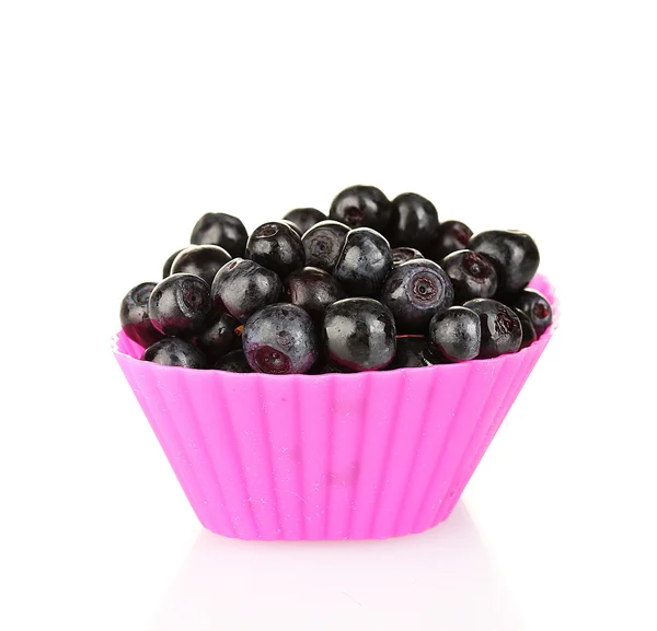 Friske blåbær i fargerik silikonform isolert på hvit – stockfoto