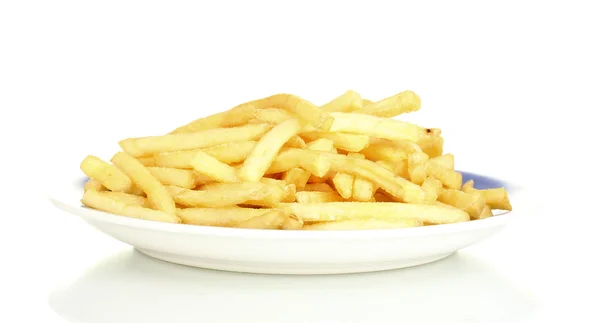 Aardappelen frietjes in de plaat geïsoleerd op wit — Stockfoto