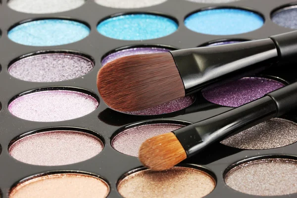 Shadow kit med borstar för make-up — Stockfoto
