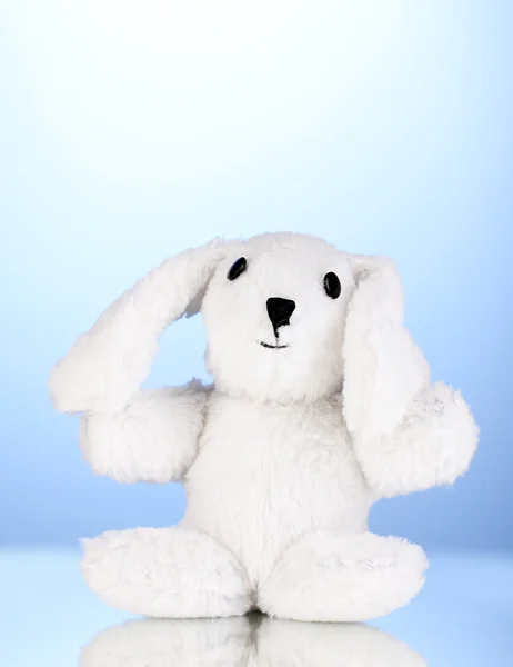 Toy bunny on blue background — Stock Photo, Image