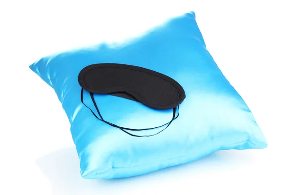 Máscara de dormir en almohada aislada en blanco —  Fotos de Stock